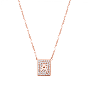 Square Diamond Initial Necklace Baby Gold