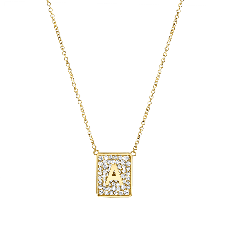 Square Diamond Initial Necklace