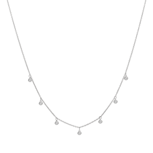 Multi Drop Diamond Necklace 14K White Gold / 16 - 18 Adjustable by Baby Gold - Shop Custom Gold Jewelry