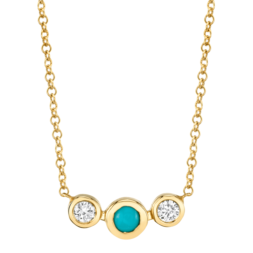 Turquoise Diamond Bezel Necklace