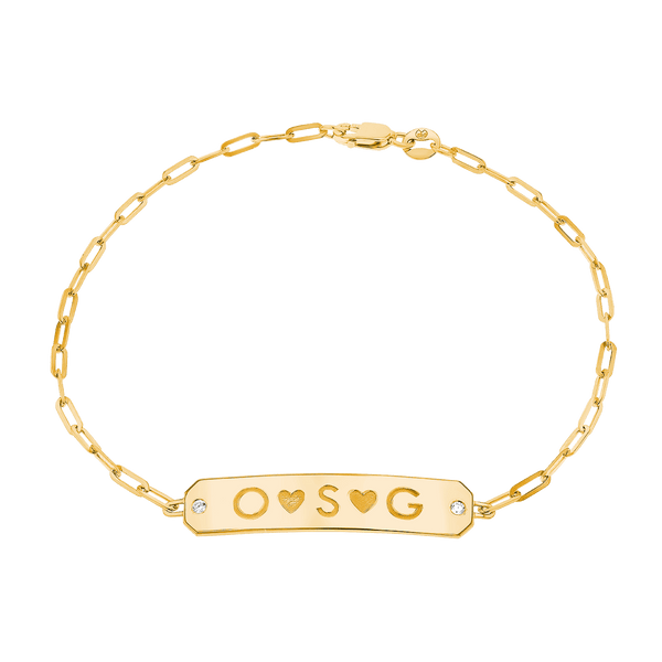 Paper Clip Chain Diamond ID Bracelet – Baby Gold