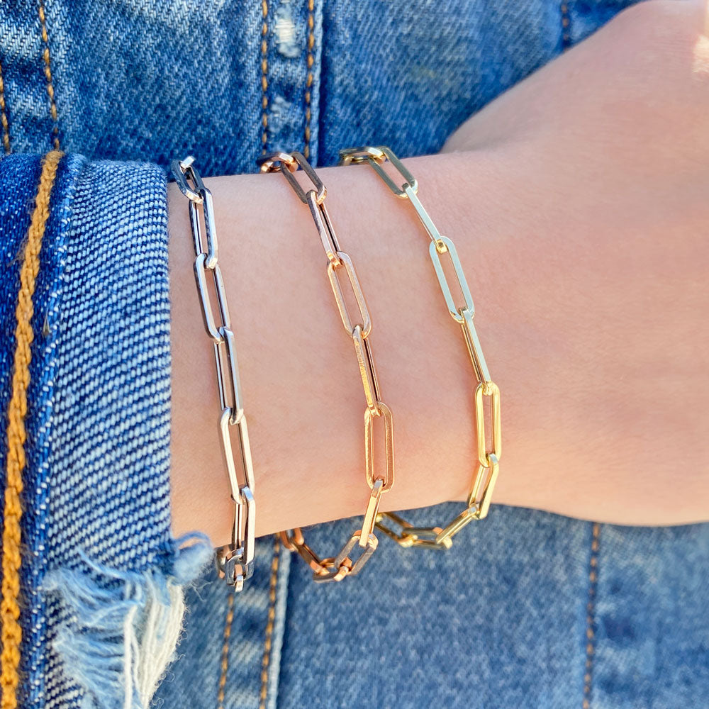 14K Paper Clip Chain Bracelet 14K Yellow Gold / 7.5 Inches by Baby Gold - Shop Custom Gold Jewelry