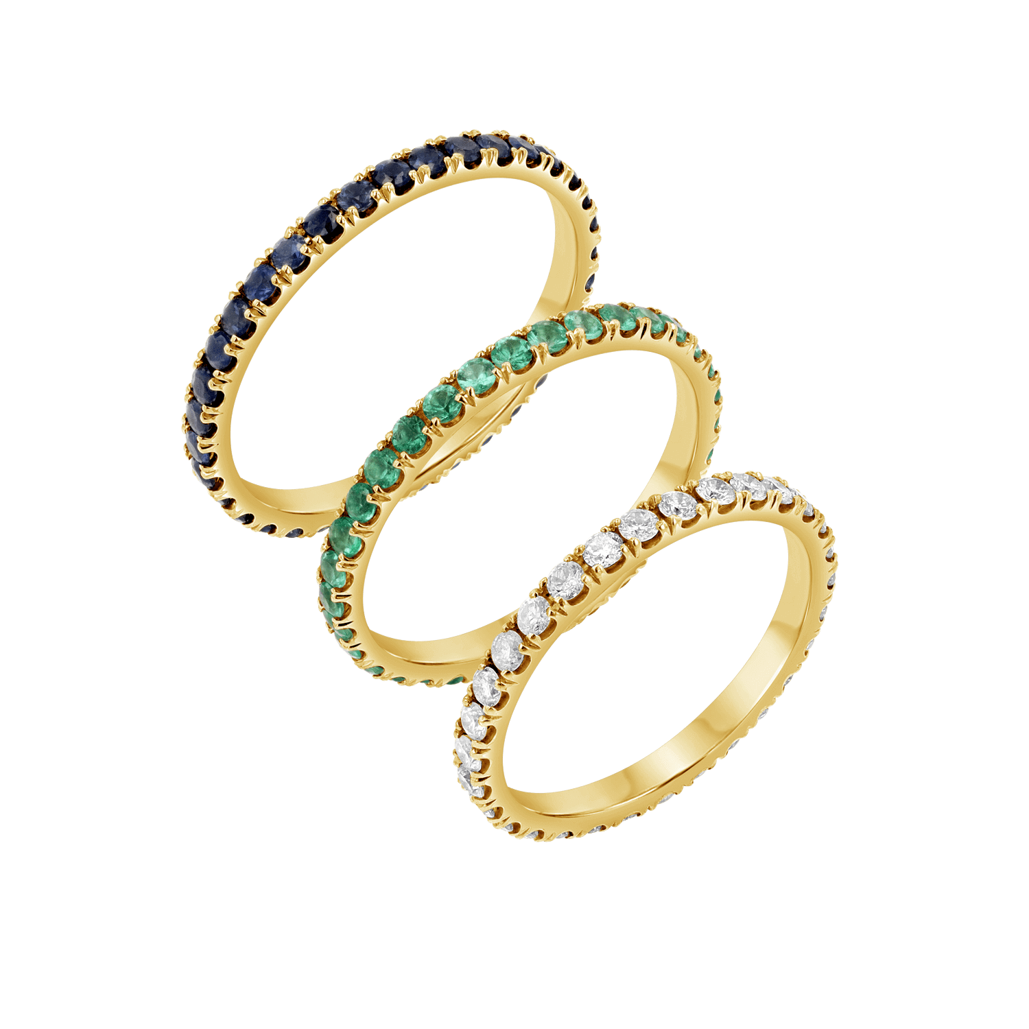 14K Gold Emerald Eternity Band Ring Baby Gold