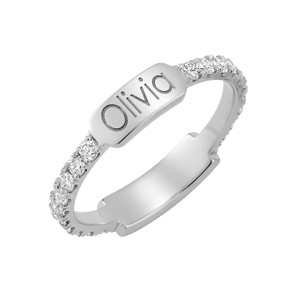 Moyen Diamond U-Pave Engraved Ring