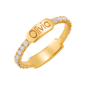 Moyen Diamond U-Pave Engraved Ring