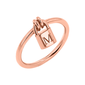 Engravable Initial Love Padlock Ring
