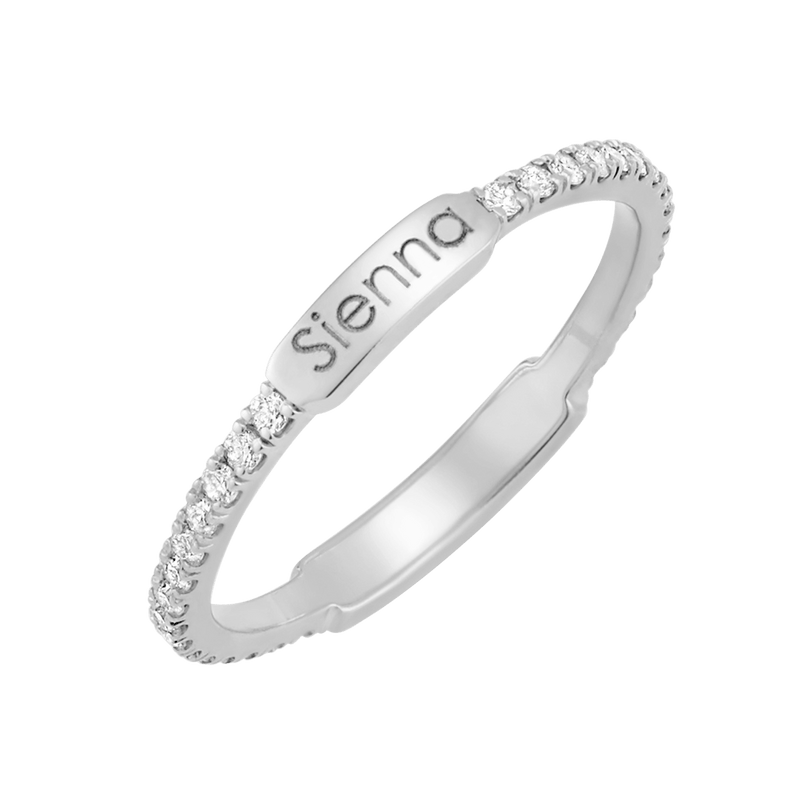 Petit Diamond U-Pave Engraved Ring