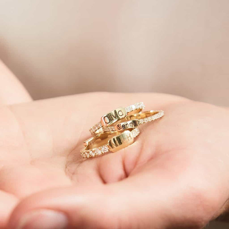 Petit Diamond U-Pave Engraved Ring