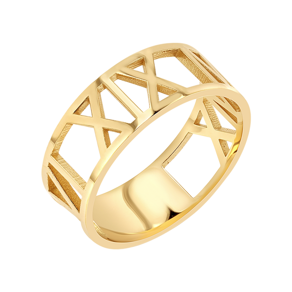 14K Gold Custom Roman Numeral Ring Baby Gold