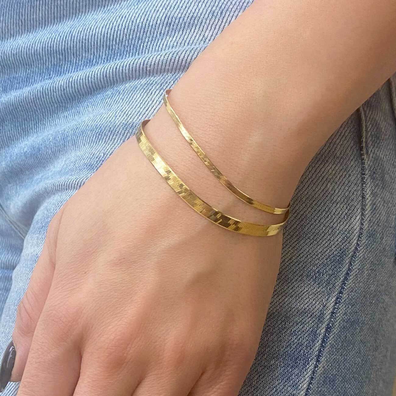 Baby Gold Thin Herringbone Bracelet