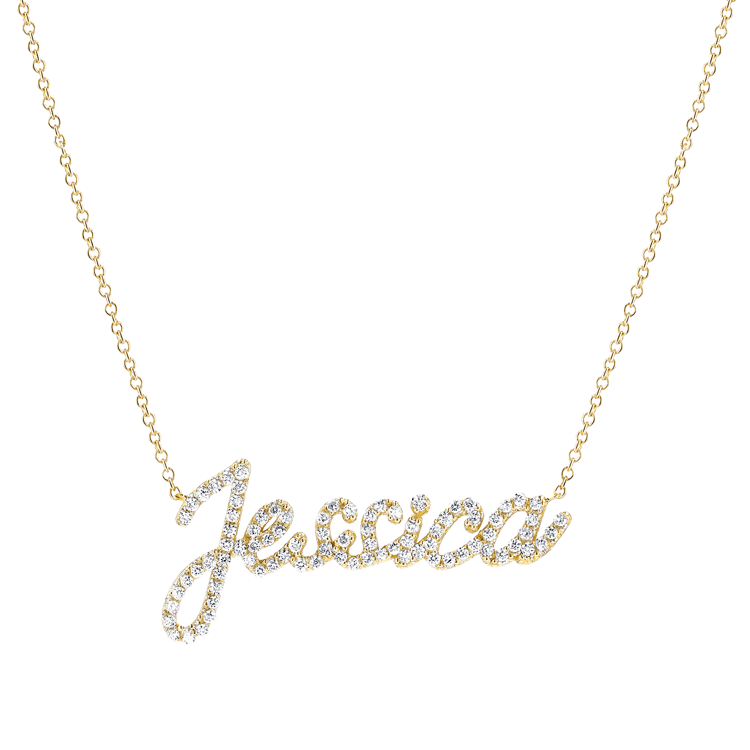 14K Gold Diamond Custom Script Name Necklace – Baby Gold