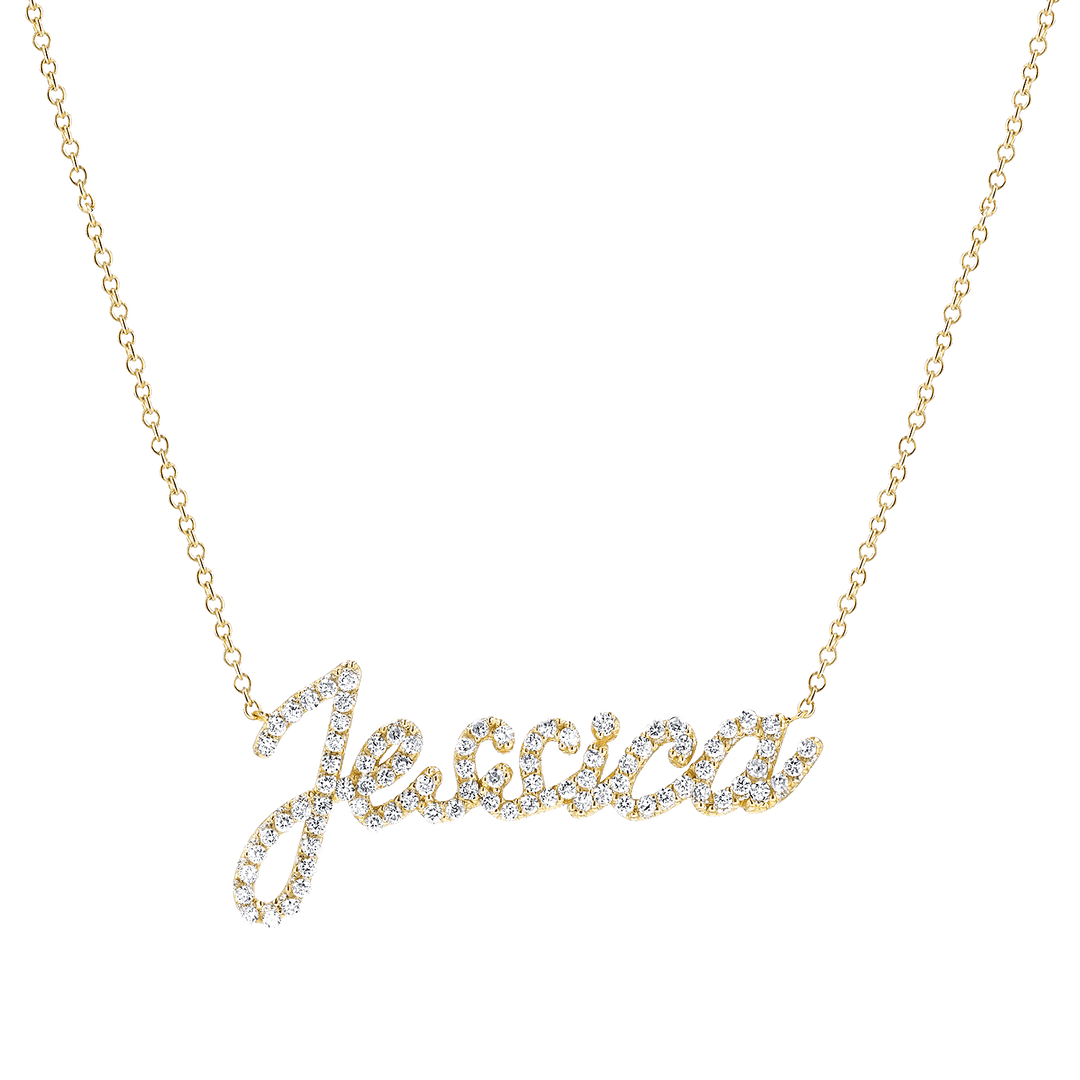 Babygold Diamond Custom Script Name Necklace