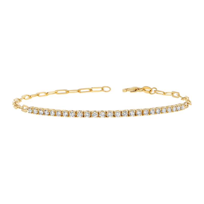 Diamond Tennis Bracelet Paper Clip Link – Baby Gold