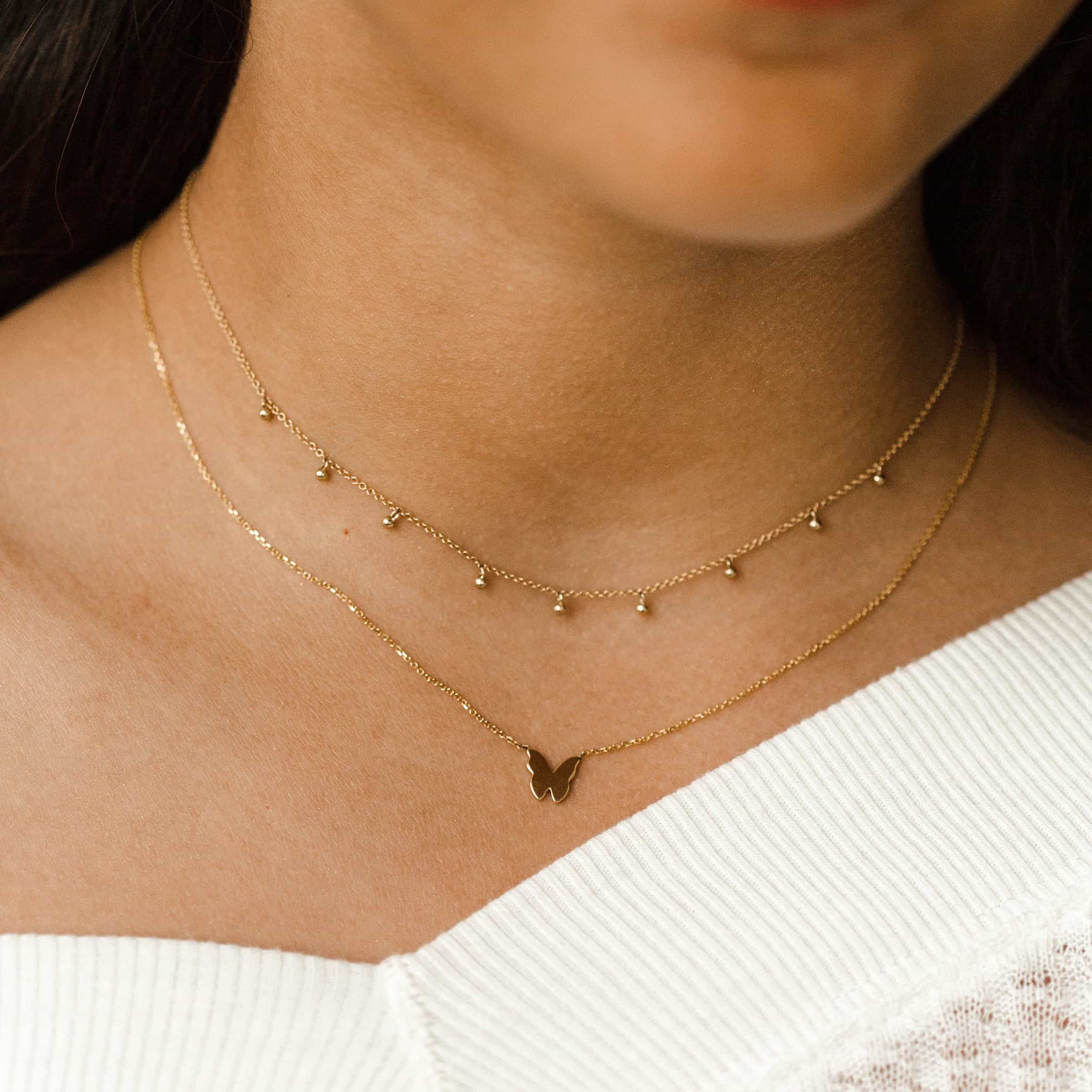Mini Dainty Ball Chain Necklace 14K White Gold / 18 - 20 Adjustable by Baby Gold - Shop Custom Gold Jewelry