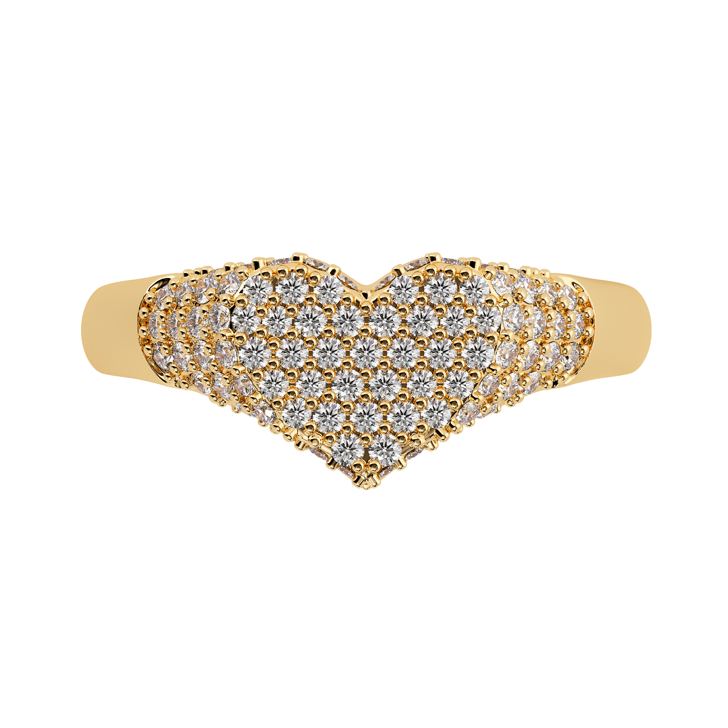 Diamond Heart Pave Signet Ring – Baby Gold